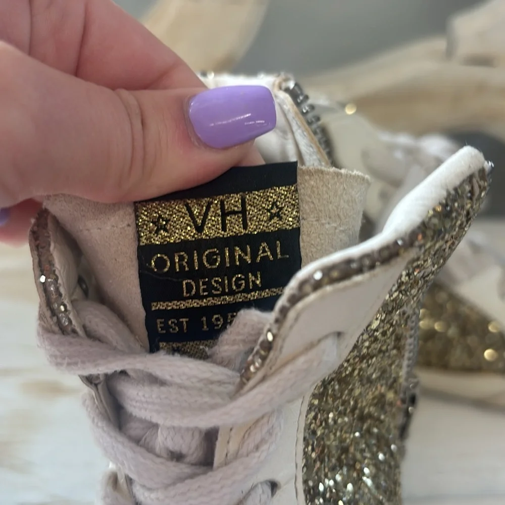 Vintage Havana Gold Glitter High Top‎ Sneakers Womens Size 6